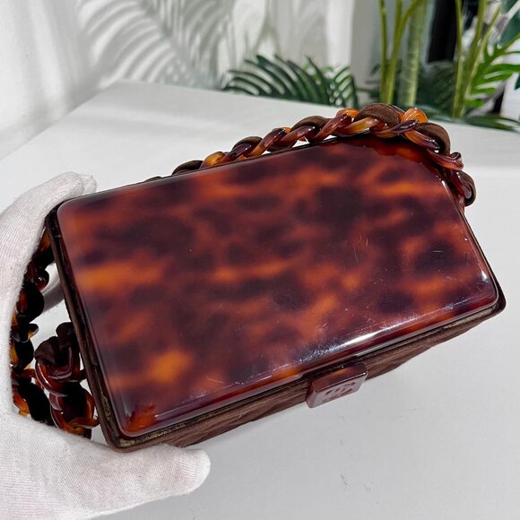 Chanel Vintage Quilted Brown Suede Box Bag with Tortoise Hardware - Picture 10 of 13